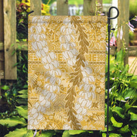 Gold Puakenikeni and Maile Lei Garden Flag Hawaiian Style Tribal Tapa Double Strand Lei LT9 Garden Flag Gold - Polynesian Pride