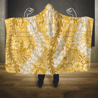 Gold Puakenikeni and Maile Lei Hooded Blanket Hawaiian Style Tribal Tapa Double Strand Lei LT9 - Polynesian Pride