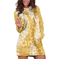 Gold Puakenikeni and Maile Lei Hoodie Dress Hawaiian Style Tribal Tapa Double Strand Lei LT9 Gold - Polynesian Pride