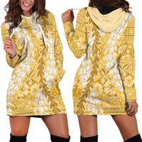 Gold Puakenikeni and Maile Lei Hoodie Dress Hawaiian Style Tribal Tapa Double Strand Lei LT9 - Polynesian Pride