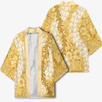 Gold Puakenikeni and Maile Lei Kimono Hawaiian Style Tribal Tapa Double Strand Lei LT9 - Polynesian Pride