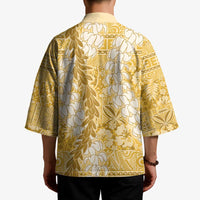 Gold Puakenikeni and Maile Lei Kimono Hawaiian Style Tribal Tapa Double Strand Lei LT9 - Polynesian Pride