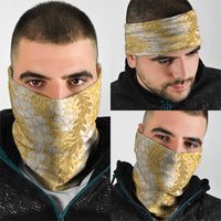 Gold Puakenikeni and Maile Lei Neck Gaiter Hawaiian Style Tribal Tapa Double Strand Lei LT9 - Polynesian Pride
