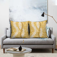 Gold Puakenikeni and Maile Lei Pillow Cover Hawaiian Style Tribal Tapa Double Strand Lei LT9 - Polynesian Pride