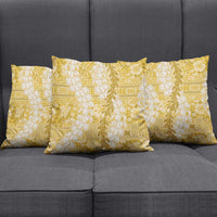 Gold Puakenikeni and Maile Lei Pillow Cover Hawaiian Style Tribal Tapa Double Strand Lei LT9 - Polynesian Pride
