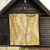 Gold Puakenikeni and Maile Lei Quilt Hawaiian Style Tribal Tapa Double Strand Lei LT9 - Polynesian Pride