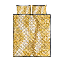 Gold Puakenikeni and Maile Lei Quilt Bed Set Hawaiian Style Tribal Tapa Double Strand Lei LT9 - Polynesian Pride