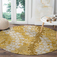 Gold Puakenikeni and Maile Lei Round Carpet Hawaiian Style Tribal Tapa Double Strand Lei LT9 - Polynesian Pride