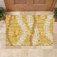 Gold Puakenikeni and Maile Lei Rubber Doormat Hawaiian Style Tribal Tapa Double Strand Lei LT9 Gold - Polynesian Pride