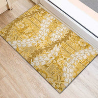 Gold Puakenikeni and Maile Lei Rubber Doormat Hawaiian Style Tribal Tapa Double Strand Lei LT9 - Polynesian Pride