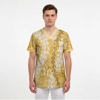 Gold Puakenikeni and Maile Lei Scrub Top Hawaiian Style Tribal Tapa Double Strand Lei LT9 - Polynesian Pride