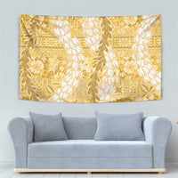 Gold Puakenikeni and Maile Lei Tapestry Hawaiian Style Tribal Tapa Double Strand Lei LT9 - Polynesian Pride
