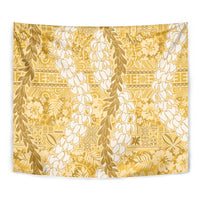Gold Puakenikeni and Maile Lei Tapestry Hawaiian Style Tribal Tapa Double Strand Lei LT9 - Polynesian Pride