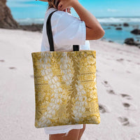 Gold Puakenikeni and Maile Lei Tote Bag Hawaiian Style Tribal Tapa Double Strand Lei LT9 - Polynesian Pride