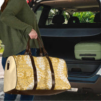 Gold Puakenikeni and Maile Lei Travel Bag Hawaiian Style Tribal Tapa Double Strand Lei LT9 - Polynesian Pride