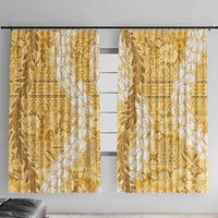 Gold Puakenikeni and Maile Lei Window Curtain Hawaiian Style Tribal Tapa Double Strand Lei LT9 With Hooks Gold - Polynesian Pride