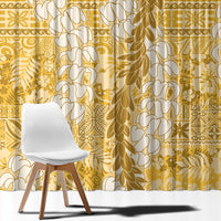Gold Puakenikeni and Maile Lei Window Curtain Hawaiian Style Tribal Tapa Double Strand Lei LT9 - Polynesian Pride