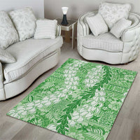 Green Puakenikeni and Maile Lei Area Rug Hawaiian Style Tribal Tapa Double Strand Lei LT9 - Polynesian Pride