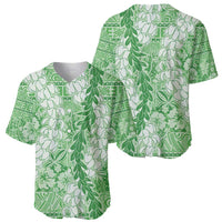 Green Puakenikeni and Maile Lei Baseball Jersey Hawaiian Style Tribal Tapa Double Strand Lei LT9 - Polynesian Pride