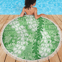 Green Puakenikeni and Maile Lei Beach Blanket Hawaiian Style Tribal Tapa Double Strand Lei LT9 - Polynesian Pride
