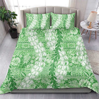 Green Puakenikeni and Maile Lei Bedding Set Hawaiian Style Tribal Tapa Double Strand Lei LT9 - Polynesian Pride