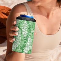 Green Puakenikeni and Maile Lei 4 in 1 Can Cooler Tumbler Hawaiian Style Tribal Tapa Double Strand Lei LT9 - Polynesian Pride