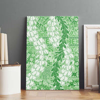 Green Puakenikeni and Maile Lei Canvas Wall Art Hawaiian Style Tribal Tapa Double Strand Lei LT9 - Polynesian Pride