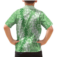 Green Puakenikeni and Maile Lei Family Matching Mermaid Dress and Hawaiian Shirt Hawaiian Style Tribal Tapa Double Strand Lei LT9 - Polynesian Pride