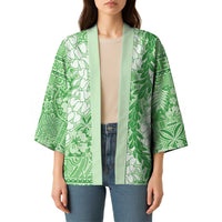 Green Puakenikeni and Maile Lei Kimono Hawaiian Style Tribal Tapa Double Strand Lei LT9 - Polynesian Pride