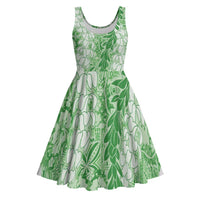 Green Puakenikeni and Maile Lei Midi Dress Hawaiian Style Tribal Tapa Double Strand Lei LT9 Green - Polynesian Pride