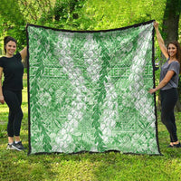 Green Puakenikeni and Maile Lei Quilt Hawaiian Style Tribal Tapa Double Strand Lei LT9 - Polynesian Pride