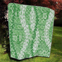 Green Puakenikeni and Maile Lei Quilt Hawaiian Style Tribal Tapa Double Strand Lei LT9 - Polynesian Pride