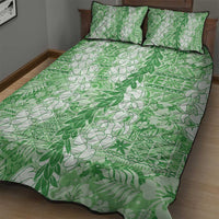 Green Puakenikeni and Maile Lei Quilt Bed Set Hawaiian Style Tribal Tapa Double Strand Lei LT9 - Polynesian Pride