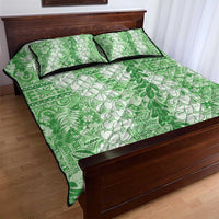 Green Puakenikeni and Maile Lei Quilt Bed Set Hawaiian Style Tribal Tapa Double Strand Lei LT9 - Polynesian Pride
