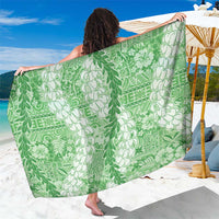 Green Puakenikeni and Maile Lei Sarong Hawaiian Style Tribal Tapa Double Strand Lei LT9 One Size 44 x 66 inches Green - Polynesian Pride
