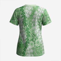 Green Puakenikeni and Maile Lei Scrub Top Hawaiian Style Tribal Tapa Double Strand Lei LT9 - Polynesian Pride