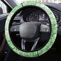 Green Puakenikeni and Maile Lei Steering Wheel Cover Hawaiian Style Tribal Tapa Double Strand Lei LT9 - Polynesian Pride