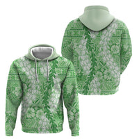 Green Puakenikeni and Maile Lei Zip Hoodie Hawaiian Style Tribal Tapa Double Strand Lei LT9 - Polynesian Pride