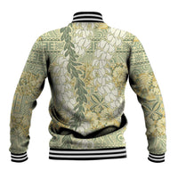 Vintage Puakenikeni and Maile Lei Baseball Jacket Hawaiian Style Tribal Tapa Double Strand Lei LT9 - Polynesian Pride
