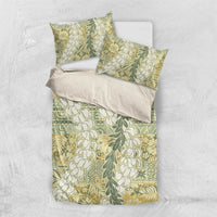 Vintage Puakenikeni and Maile Lei Bedding Set Hawaiian Style Tribal Tapa Double Strand Lei LT9 US Twin 172cm x 218cm Vintage - Polynesian Pride