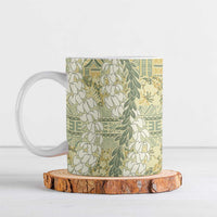 Vintage Puakenikeni and Maile Lei Ceramic Mug Hawaiian Style Tribal Tapa Double Strand Lei LT9 Vintage - Polynesian Pride