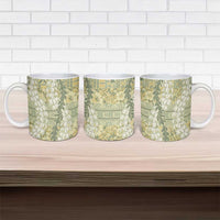 Vintage Puakenikeni and Maile Lei Ceramic Mug Hawaiian Style Tribal Tapa Double Strand Lei LT9 - Polynesian Pride