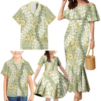 Vintage Puakenikeni and Maile Lei Family Matching Mermaid Dress and Hawaiian Shirt Hawaiian Style Tribal Tapa Double Strand Lei LT9 - Polynesian Pride