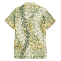 Vintage Puakenikeni and Maile Lei Family Matching Short Sleeve Bodycon Dress and Hawaiian Shirt Hawaiian Style Tribal Tapa Double Strand Lei LT9 - Polynesian Pride