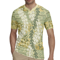 Vintage Puakenikeni and Maile Lei Rugby Jersey Hawaiian Style Tribal Tapa Double Strand Lei LT9 - Polynesian Pride