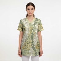 Vintage Puakenikeni and Maile Lei Scrub Top Hawaiian Style Tribal Tapa Double Strand Lei LT9 - Polynesian Pride