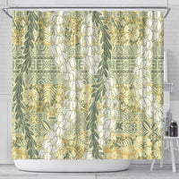 Vintage Puakenikeni and Maile Lei Shower Curtain Hawaiian Style Tribal Tapa Double Strand Lei LT9 - Polynesian Pride