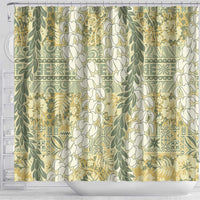 Vintage Puakenikeni and Maile Lei Shower Curtain Hawaiian Style Tribal Tapa Double Strand Lei LT9 - Polynesian Pride