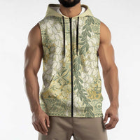 Vintage Puakenikeni and Maile Lei Sleeveless Zip Hoodie Hawaiian Style Tribal Tapa Double Strand Lei LT9 - Polynesian Pride