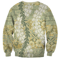 Vintage Puakenikeni and Maile Lei Sweatshirt Hawaiian Style Tribal Tapa Double Strand Lei LT9 - Polynesian Pride